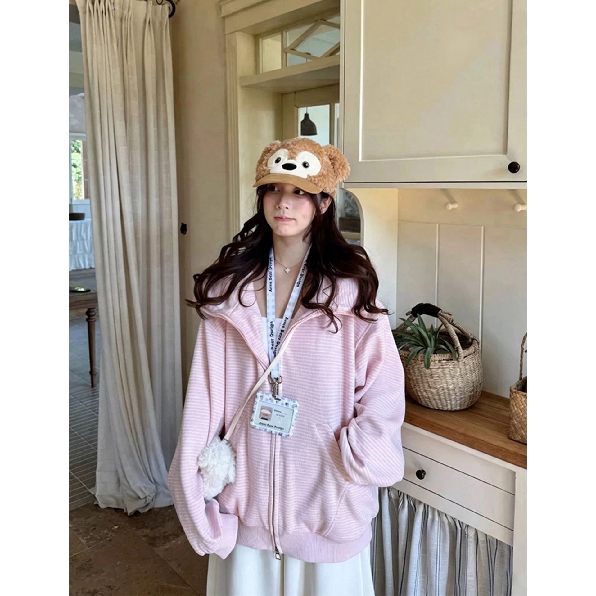 얇은 스타일 백금 지퍼 클립 칼라 것 광저우 원단 복합 후드티 여성 이미지 5