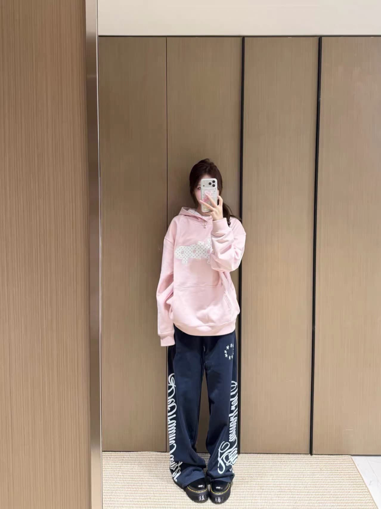얇은 스타일 모자 인사이드 도트 무늬 자수 패치 이후 패키지 칼라 순수한 Mianhua 면 복합 후드티 상세 이미지 4
