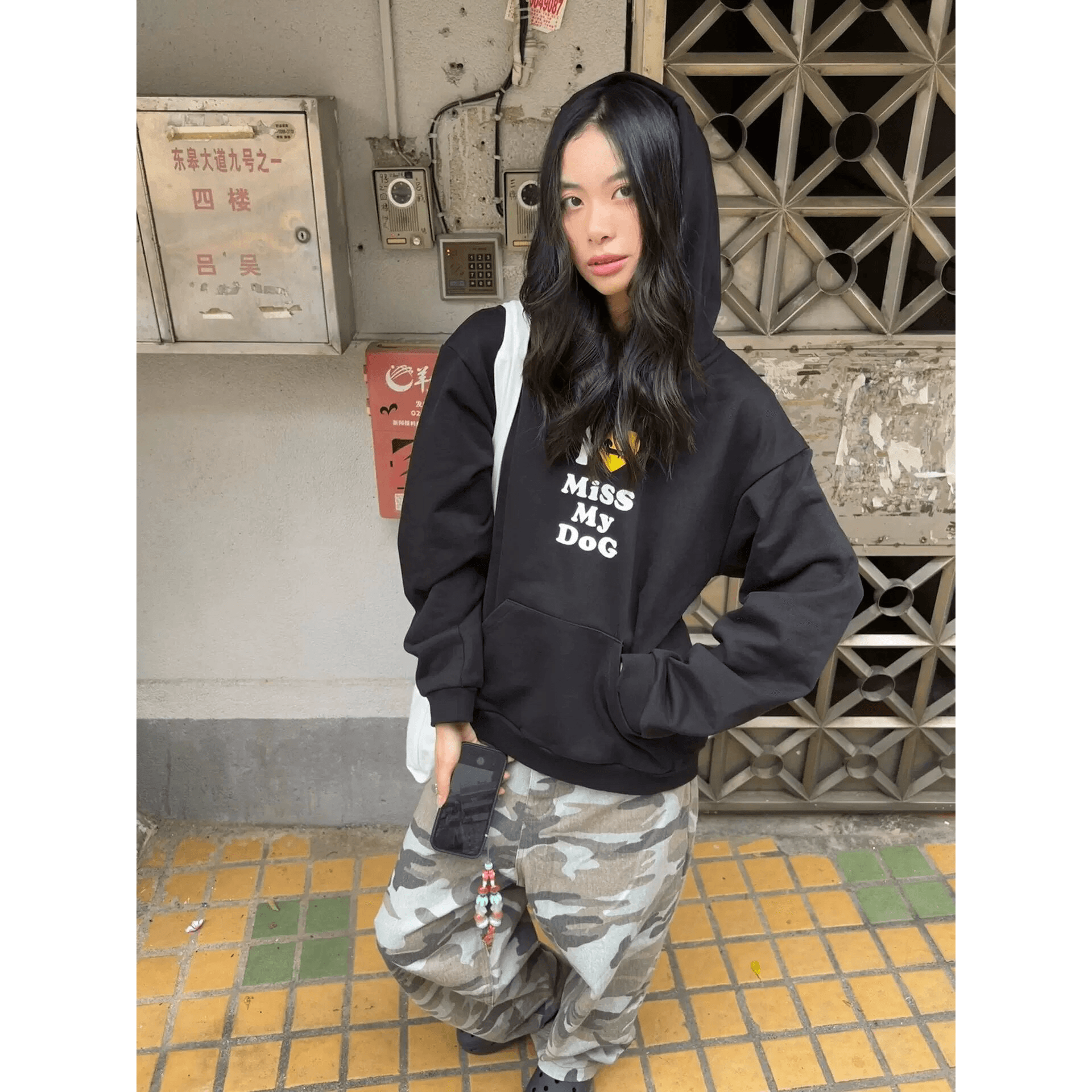 후아 면 복합 없음 모자 로프 있음 주머니 후드 티 스웨터 여성 프린트 얇은 스타일 털이 있는 이미지 5