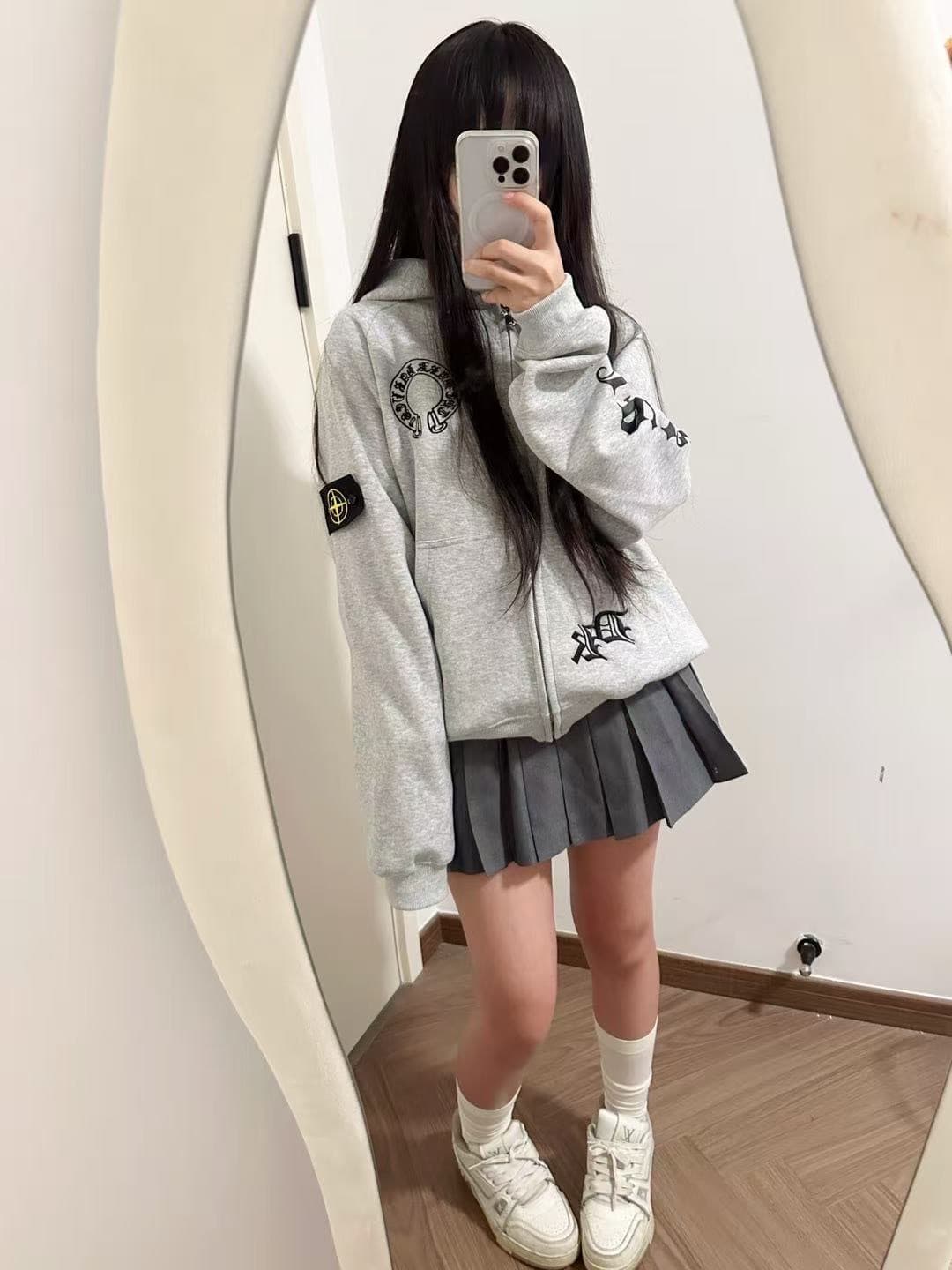 얇은 스타일 백금 지퍼 이후 패키지 칼라 순수한 Mianhua 면 복합 후드티 여성 상세 이미지 6
