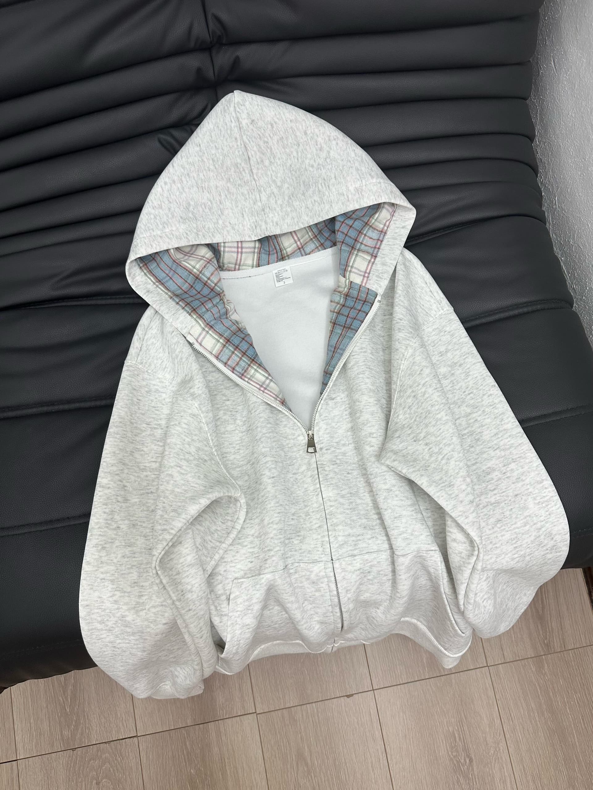 광저우 순수한 Mianhua 면 복합 원본 솜씨 인사이드 펌프 투명 지퍼 루즈핏 후드티 이미지 4