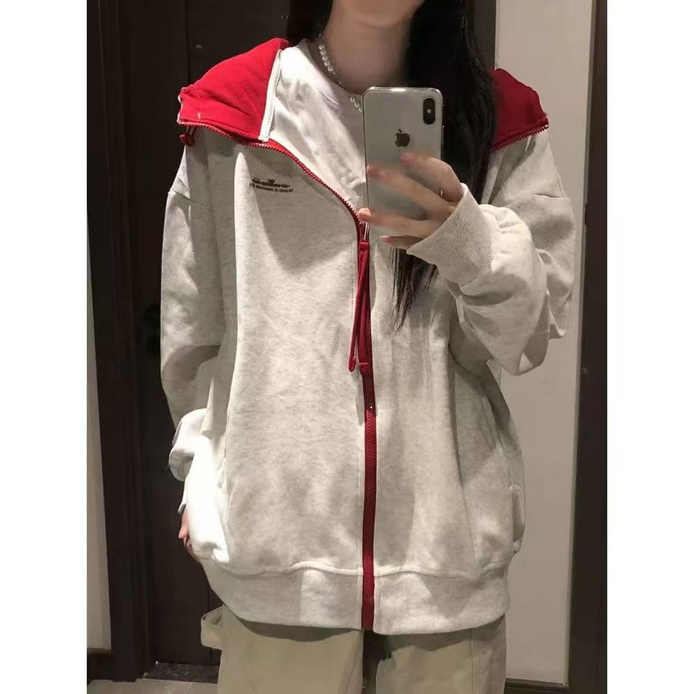 광저우 순수한 Mianhua 면 복합 얇은 스타일 310g# 털이 있는 400g 정면 자수 후드 재킷 이미지 5