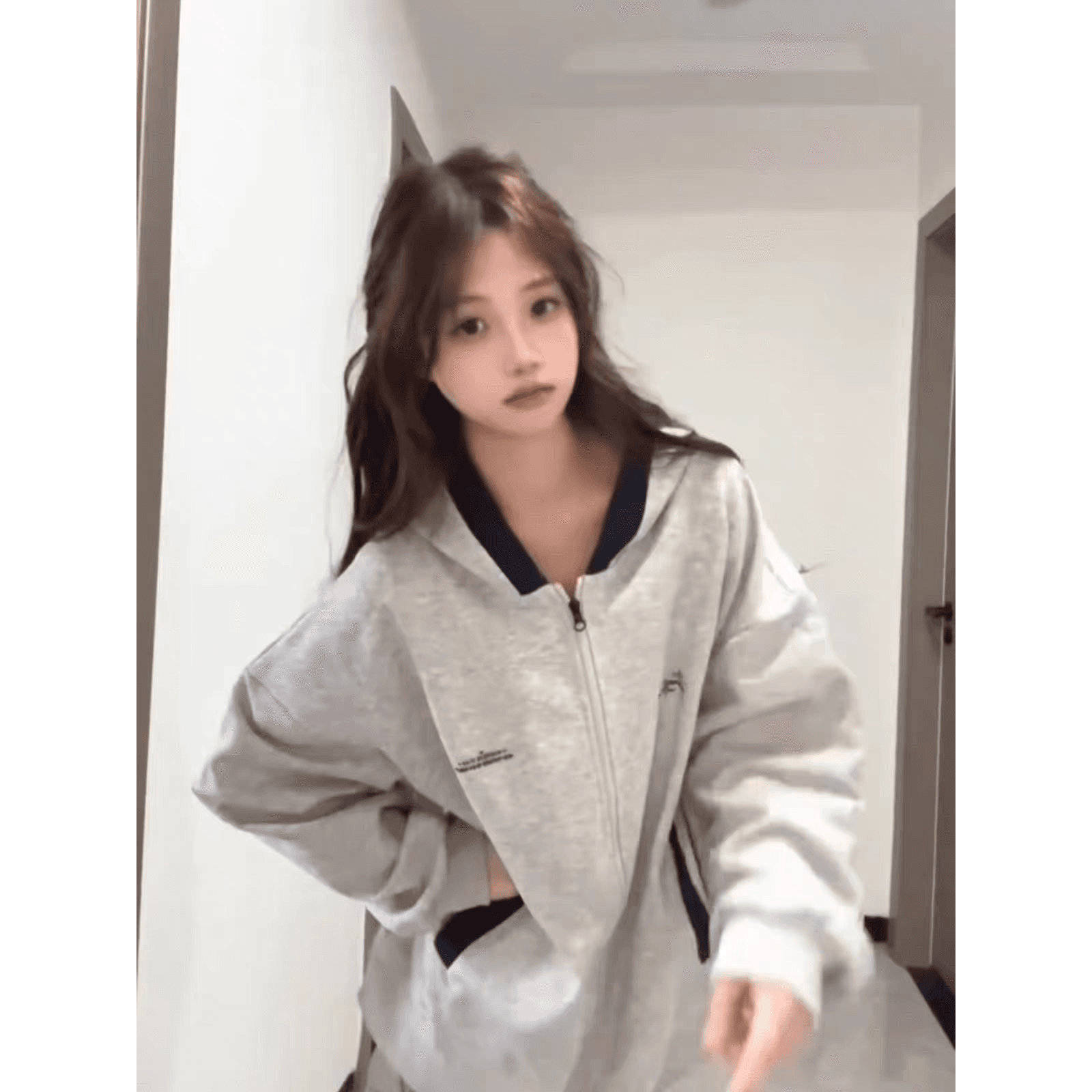얇은 스타일 털이 있는 순수한 Mianhua 면 원본 공예 인사이드 펌프 후드 티 스웨터 지퍼 재킷 이미지 5