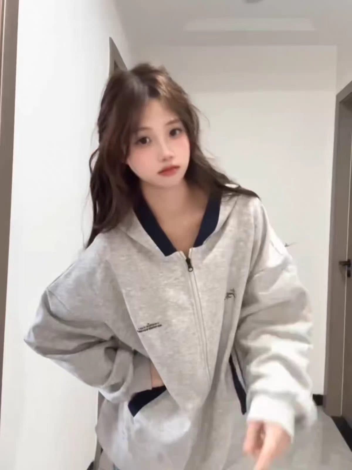 얇은 스타일 털이 있는 순수한 Mianhua 면 원본 공예 인사이드 펌프 후드 티 스웨터 지퍼 재킷 상세 이미지 5