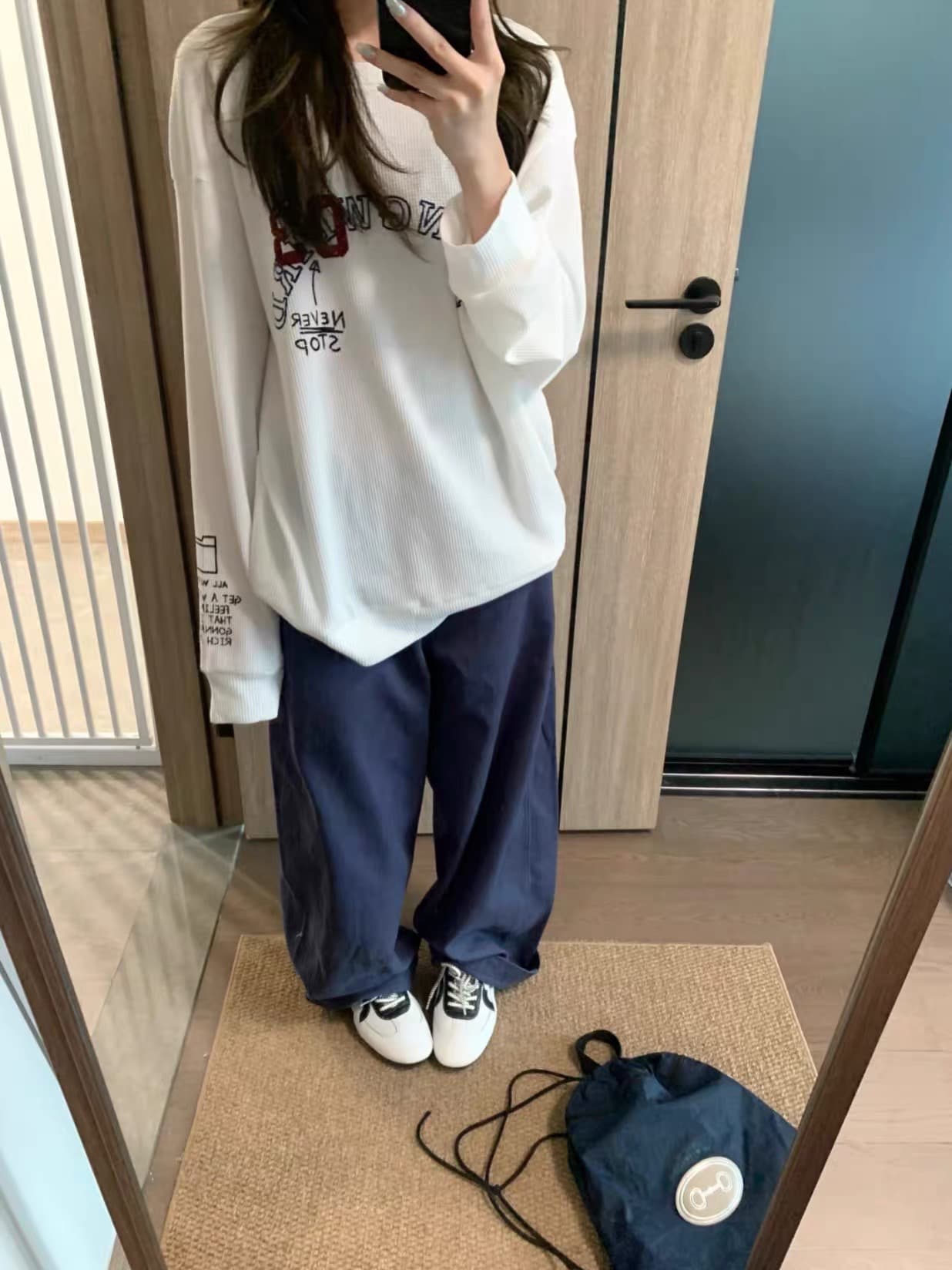 65 35 후아 남편 그리드 250그램 긴팔 티셔츠 여성 상세 이미지 1