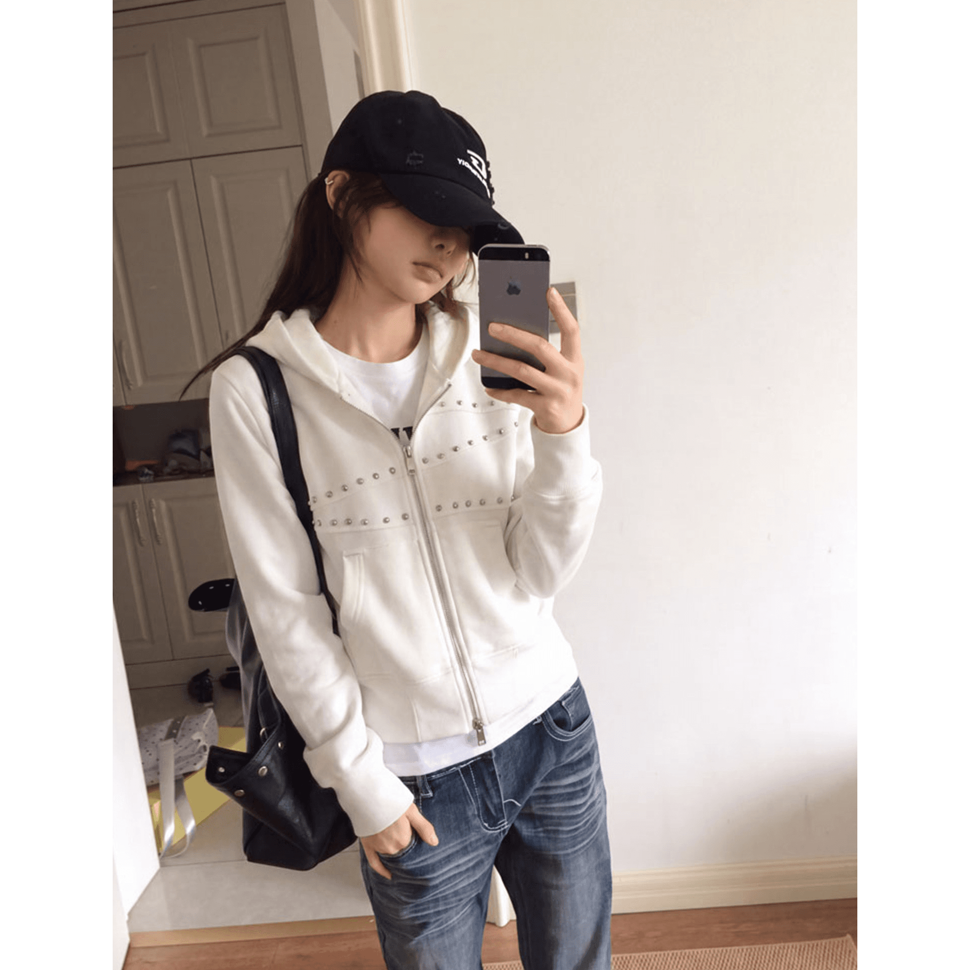얇은 스타일 백금 지퍼 징 이후 패키지 칼라 순수한 Mianhua 면 복합 후드티 이미지 5