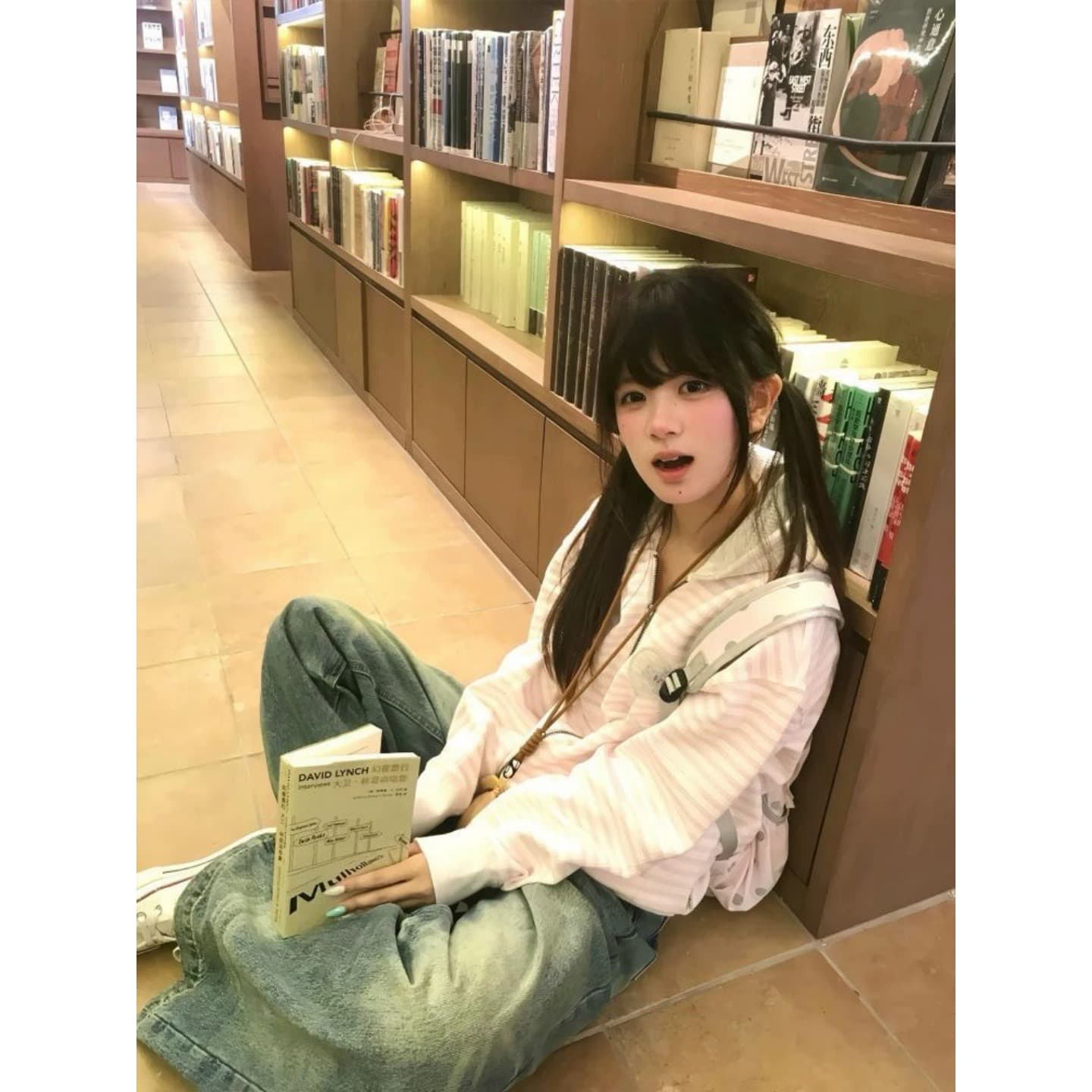 경관 그림 광저우 원본 후아 남편 그리드 원본 지퍼 부드러운 패치워크 스트라이프 핑크색 지퍼 후드티 상세 이미지 5