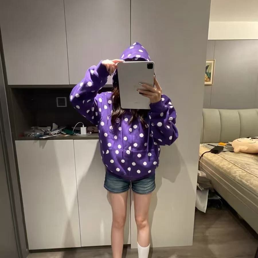 원본 있음 안감 순수한 Mianhua 면 복합 자수 후드 지퍼 재킷 후드티 상세 이미지 4