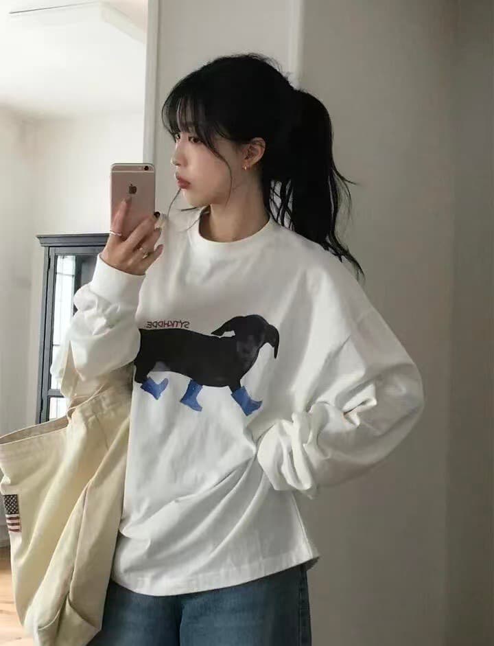 200그램 순면 프린트 루즈핏 만나는 긴팔 티셔츠 상세 이미지 2