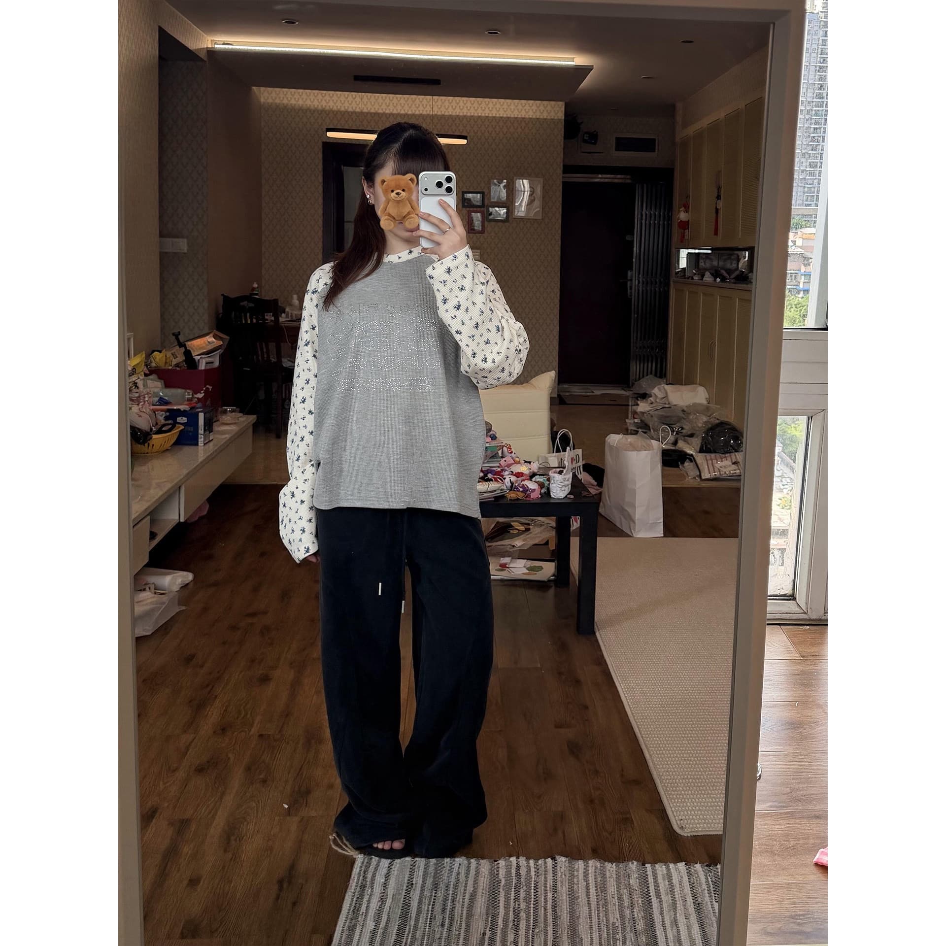 원본 솜씨 6535 후아 남편 그리드 250그램 긴팔 티셔츠 여성 이미지 5