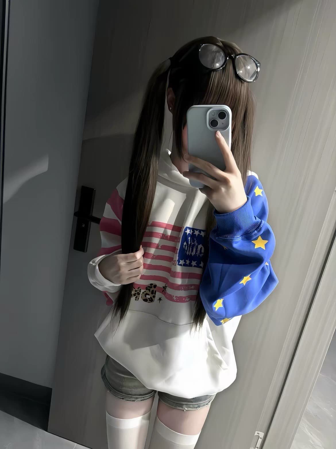 얇은 스타일 이후 패키지 칼라 순수한 Mianhua 면 복합 후드티 여성 상세 이미지 2