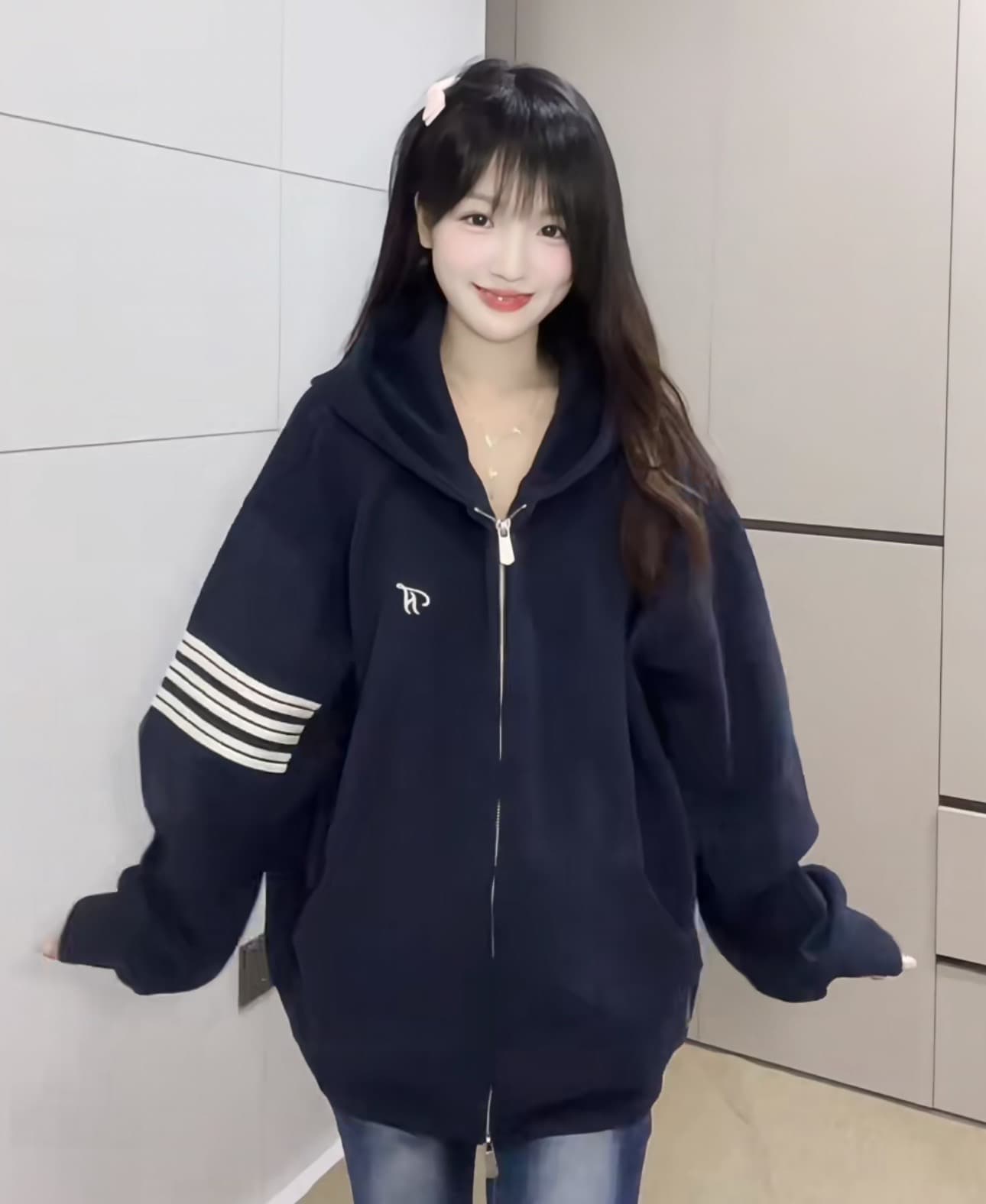 얇은 스타일 백금 지퍼 이후 패키지 칼라 순수한 Mianhua 면 복합 후드티 상세 이미지 7