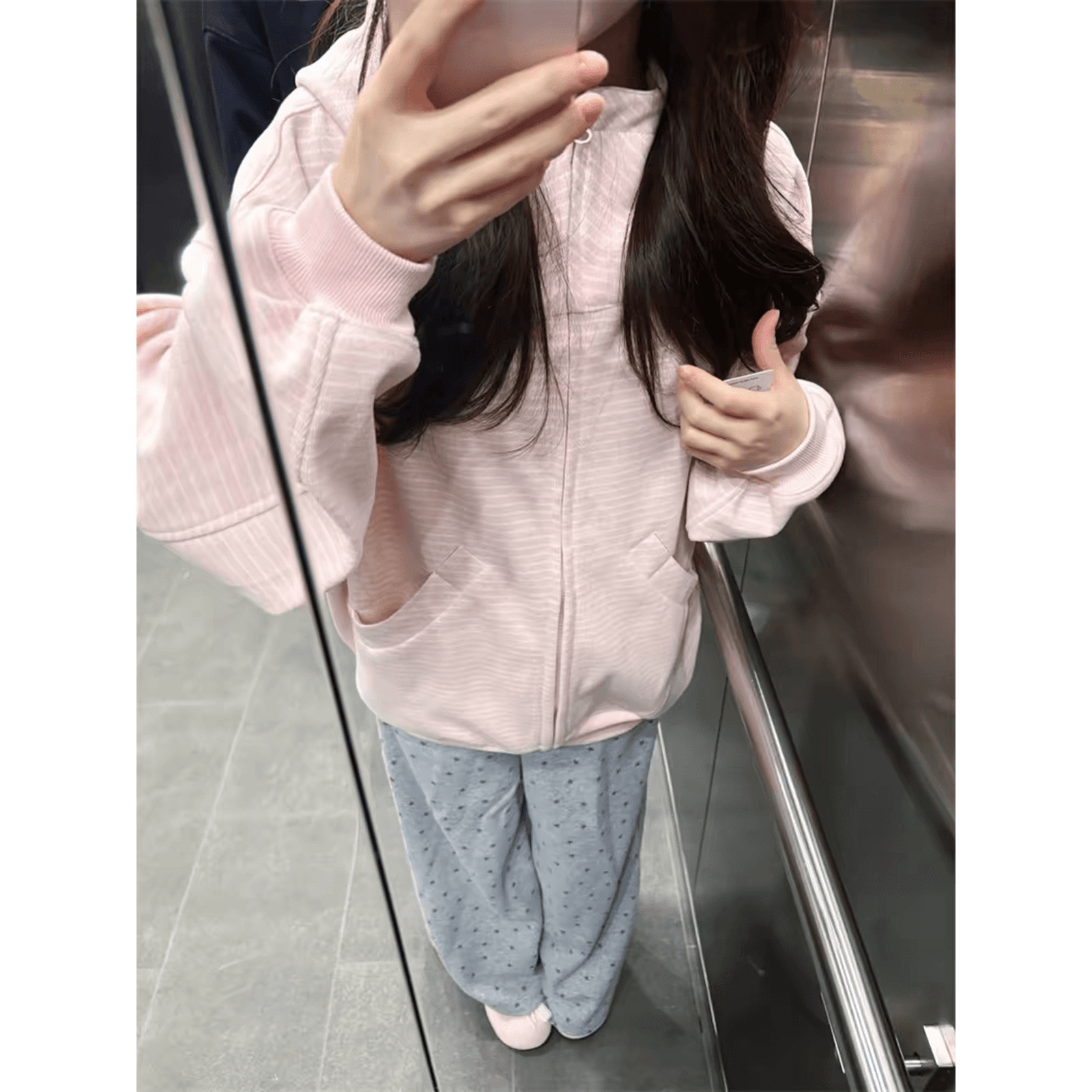 얇은 스타일 소매 있음 주머니 백금 지퍼 이후 패키지 칼라 순수한 Mianhua 면 복합 후드티 이미지 5