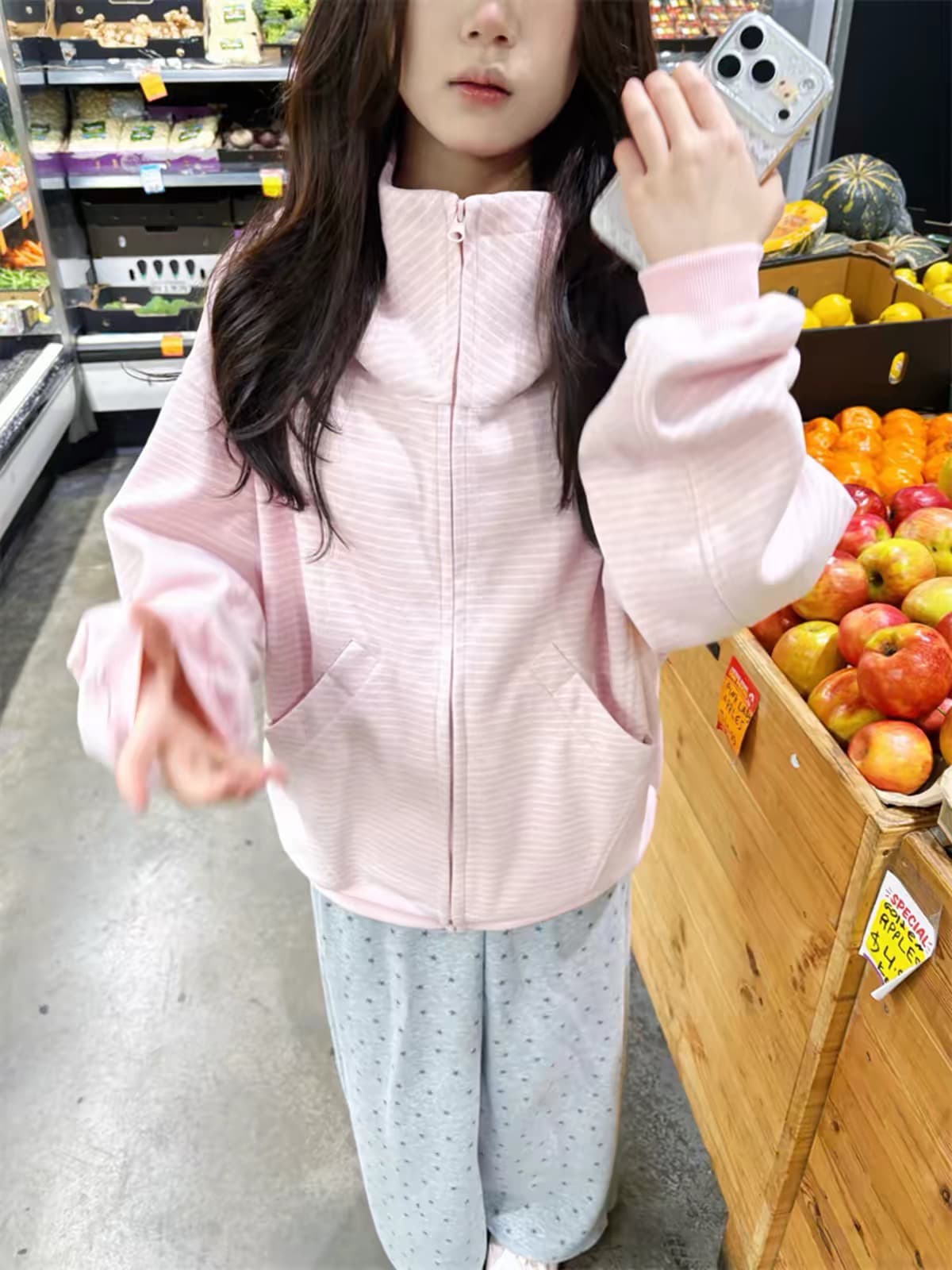 얇은 스타일 소매 있음 주머니 백금 지퍼 이후 패키지 칼라 순수한 Mianhua 면 복합 후드티 상세 이미지 4