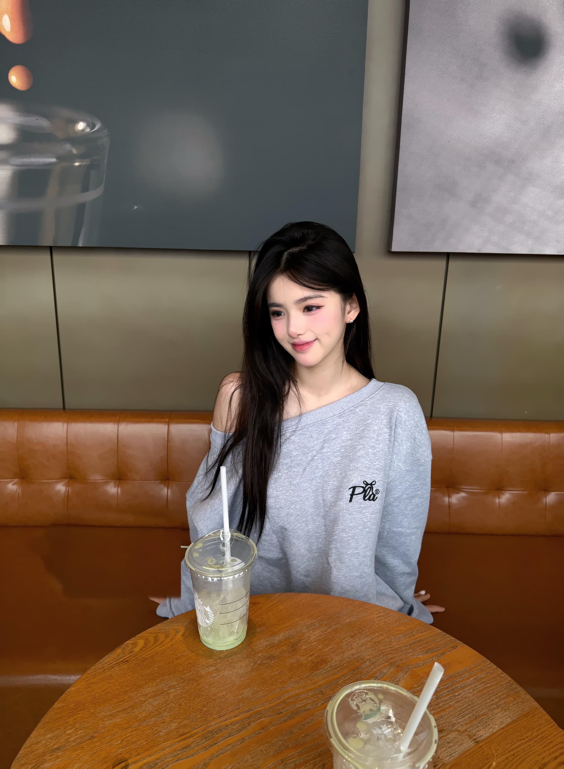 아메리칸 레트로 비스듬한 어깨 후드티 여성 가을 겨울 프린트 맨위 이미지 2