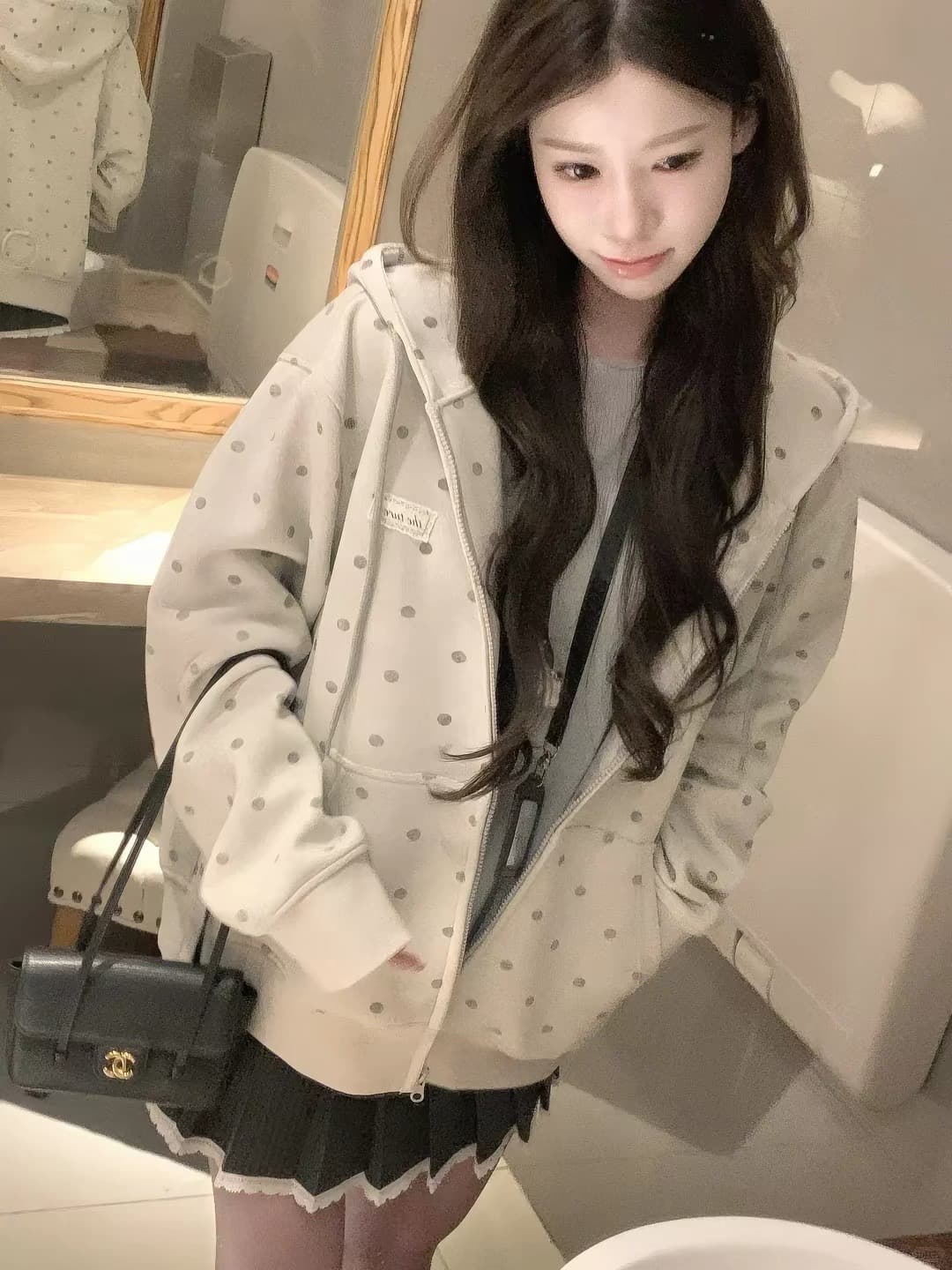 얇은 스타일 인사이드 펌프 이후 패키지 칼라 순수한 Mianhua 면 복합 후드티 여성 이미지 2