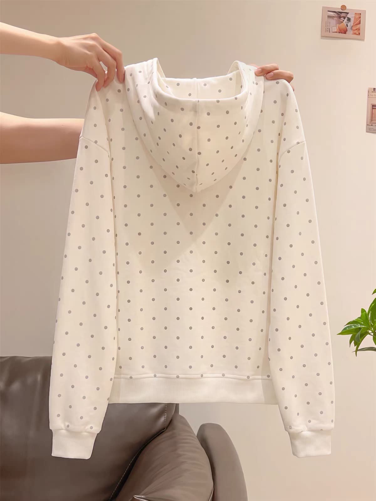 순수한 Mianhua 면 300 그램 털이 있는 400g 가을 겨울 후드 루즈핏 프린트 후드티 상세 이미지 4