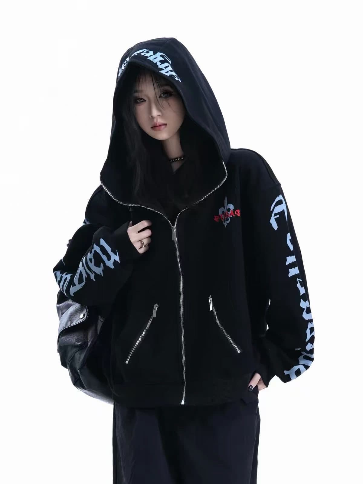 아메리칸 레트로 출퇴근 회색 루즈핏 새로운 후드 오픈 가디건 후드티 여성 가을 느긋한 바람 루즈핏 재킷