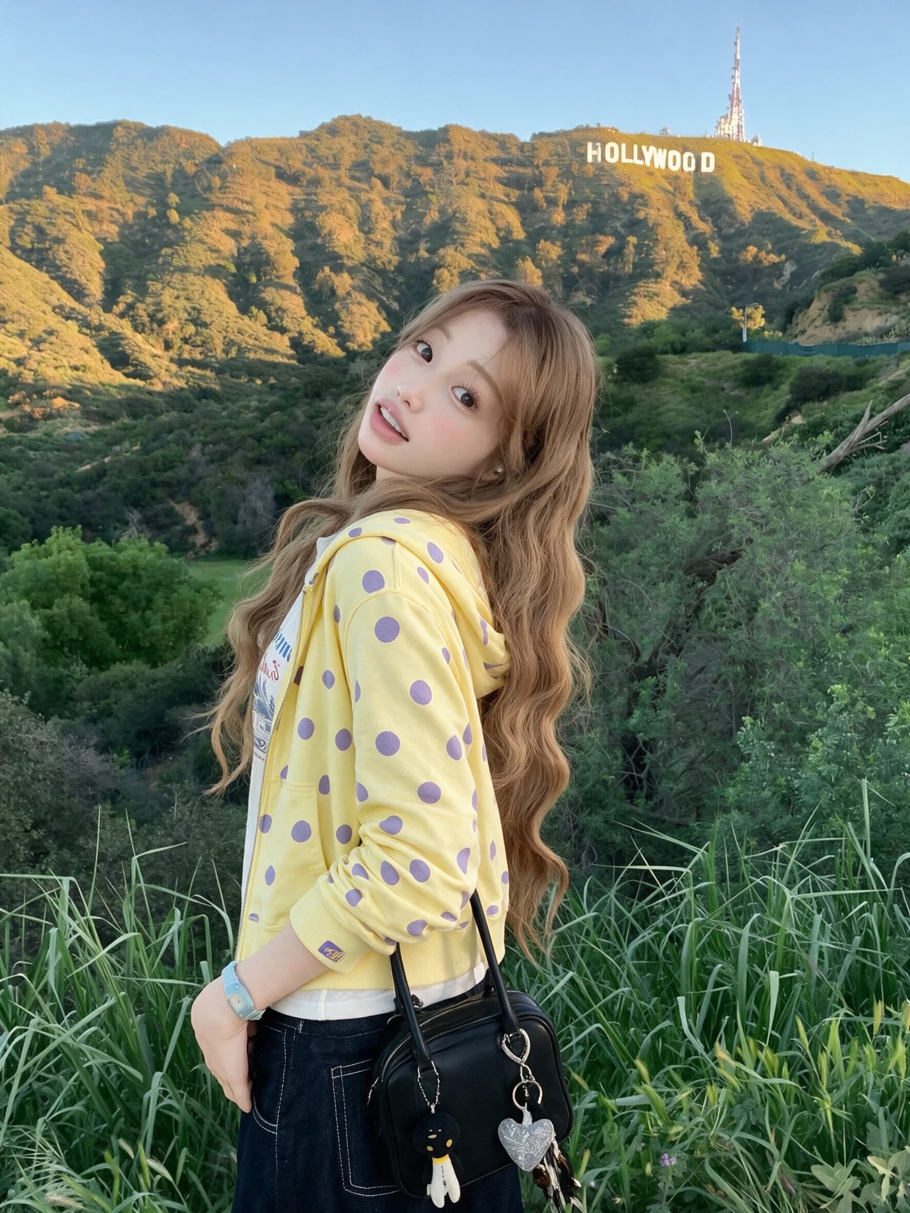 후아 면 복합 한 부서 우유 황색 쇼트 스타일 도트 무늬 후드 티 스웨터 오픈 가디건 여성 가을 상세 이미지 5