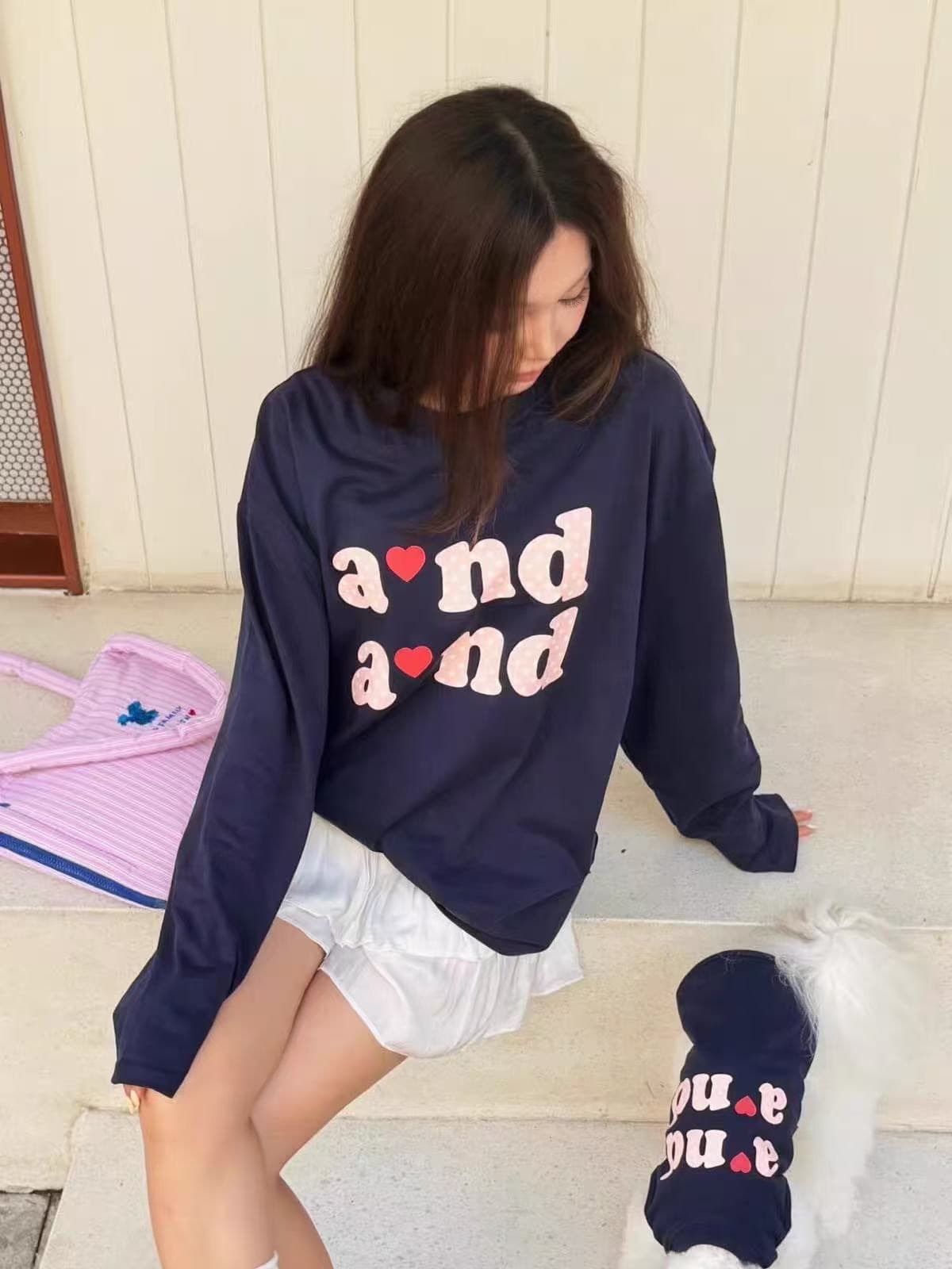200그램 순면 이후 패키지 칼라 프린트 루즈핏 만나는 긴팔 티셔츠 상세 이미지 3