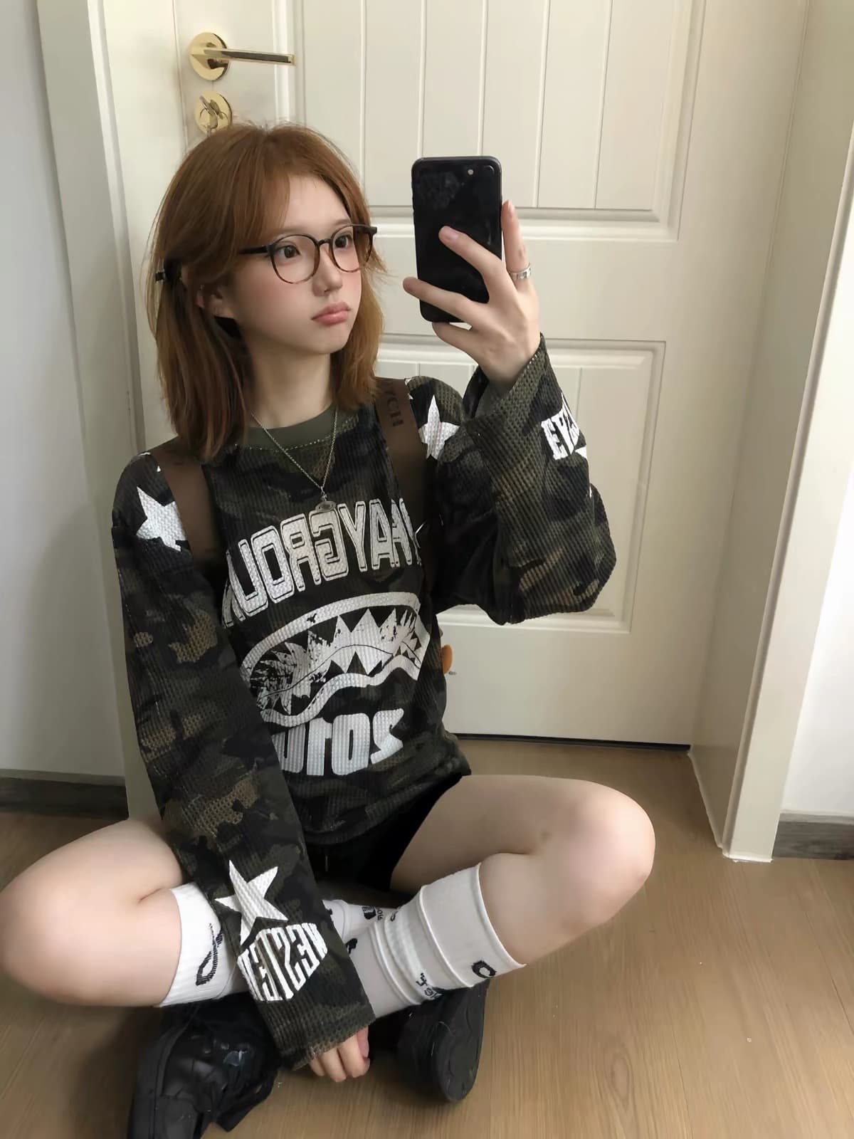 65 35 후아 남편 그리드 프린트 맨위
