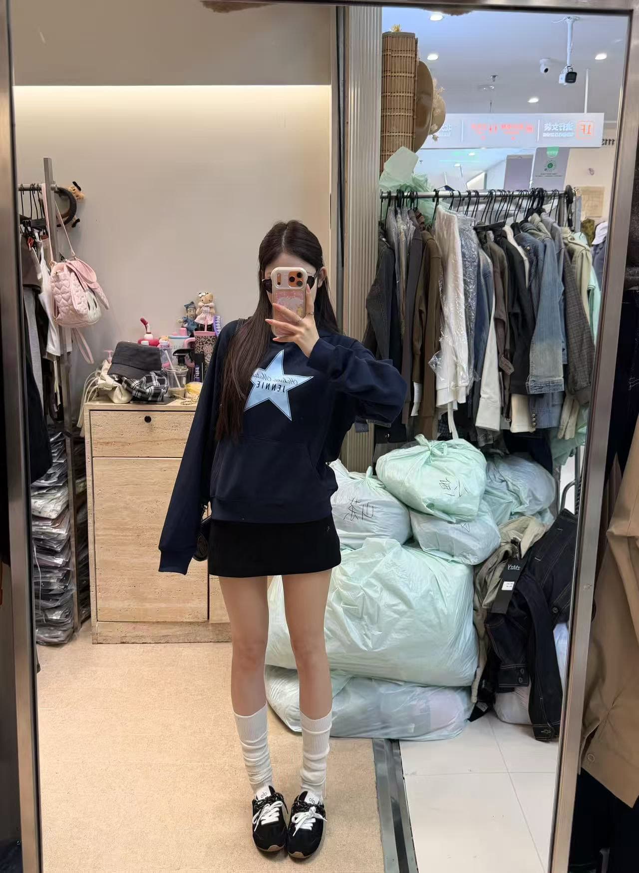 후아 면 복합 없음 모자 로프 있음 주머니 후드 티 스웨터 여성 프린트 얇은 스타일 털이 있는 이미지 2