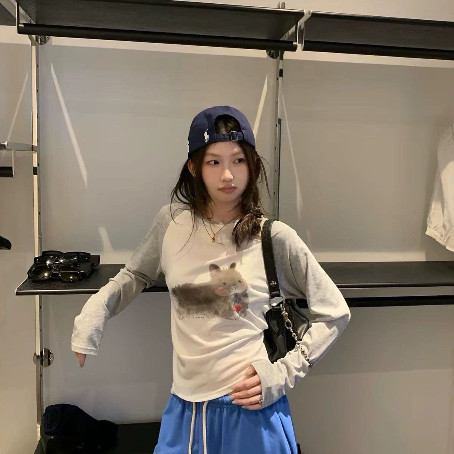 눈꽃 면 165 그램 긴팔 티셔츠 여성 상세 이미지 5