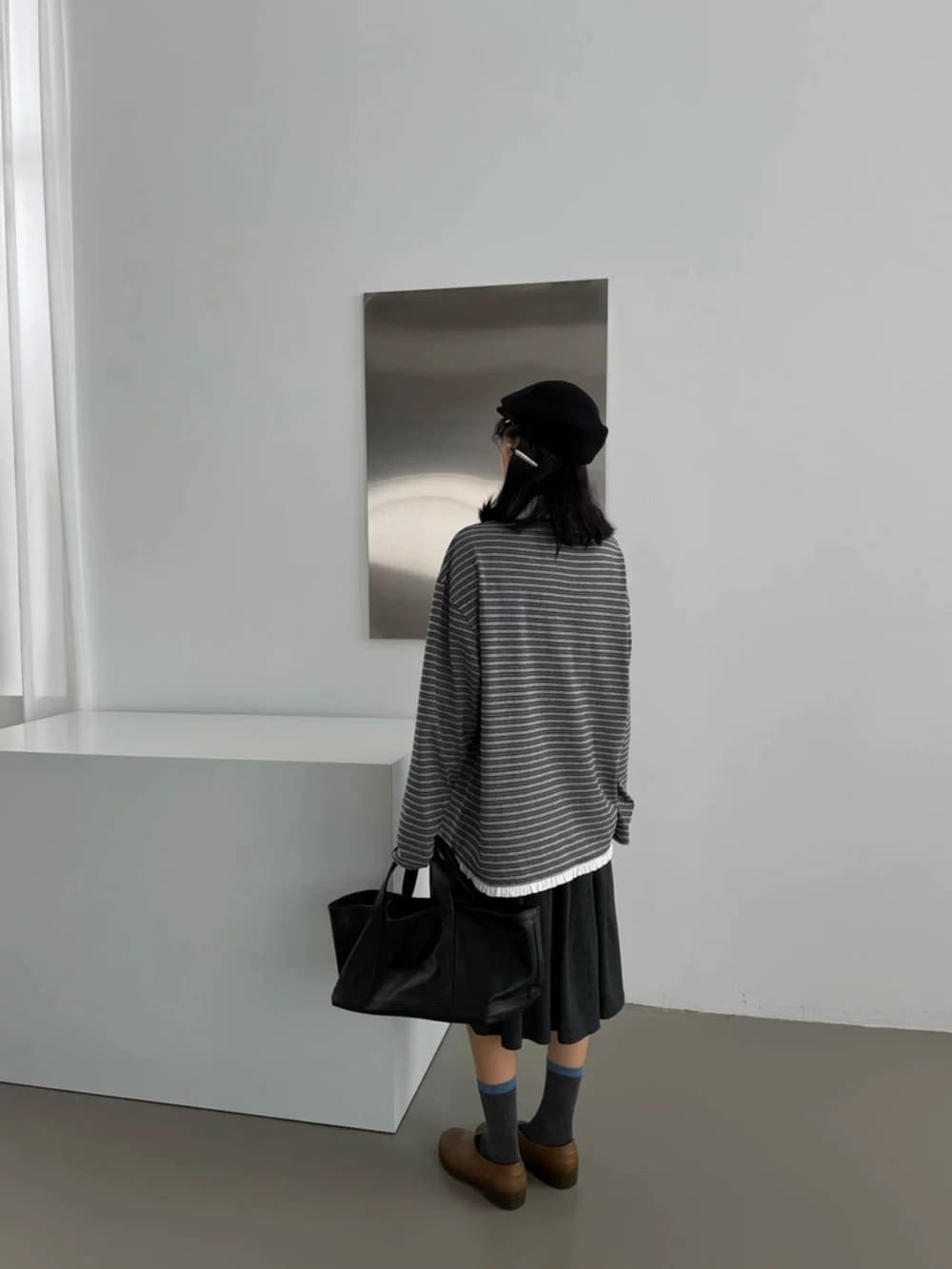 원본 컬러 짜임 기사 경기 서울 면 긴팔 티셔츠 여성 이미지 4