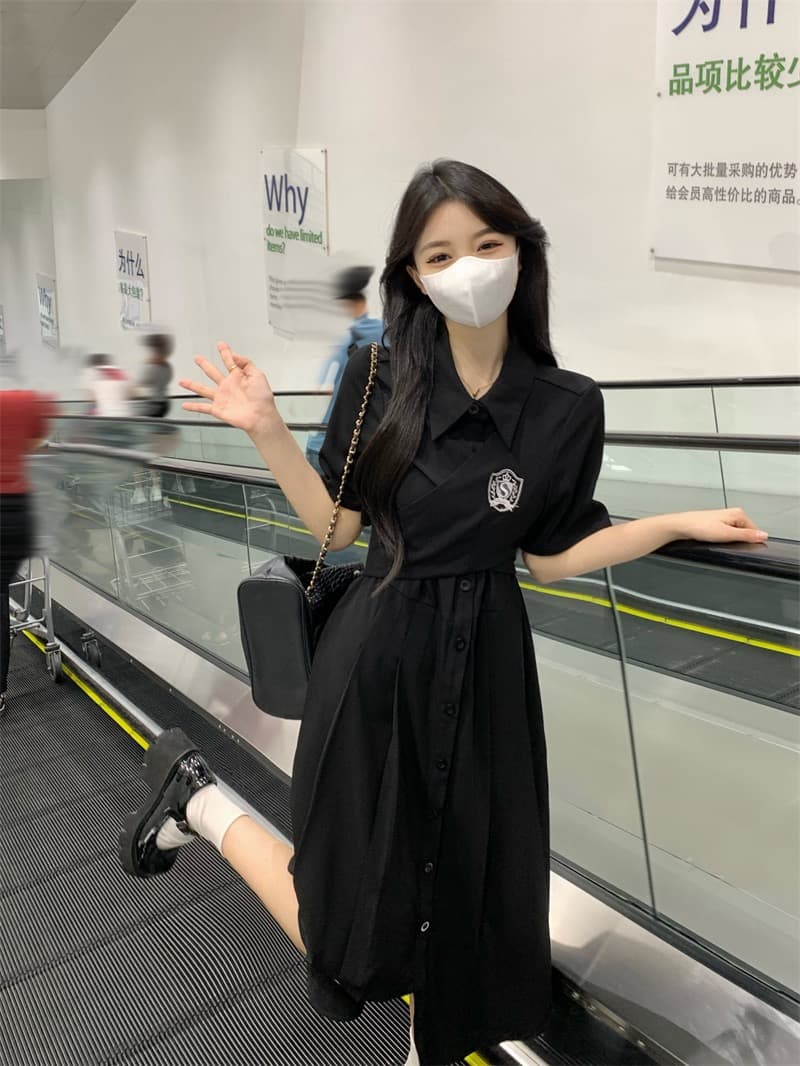 실사 빅 사이즈 2026 여름 새로운 드레스 지방 mm 슬림해 보이는 학원 스타일 연령 감소 불규칙 밑단 롱 스커트 상세 이미지 17