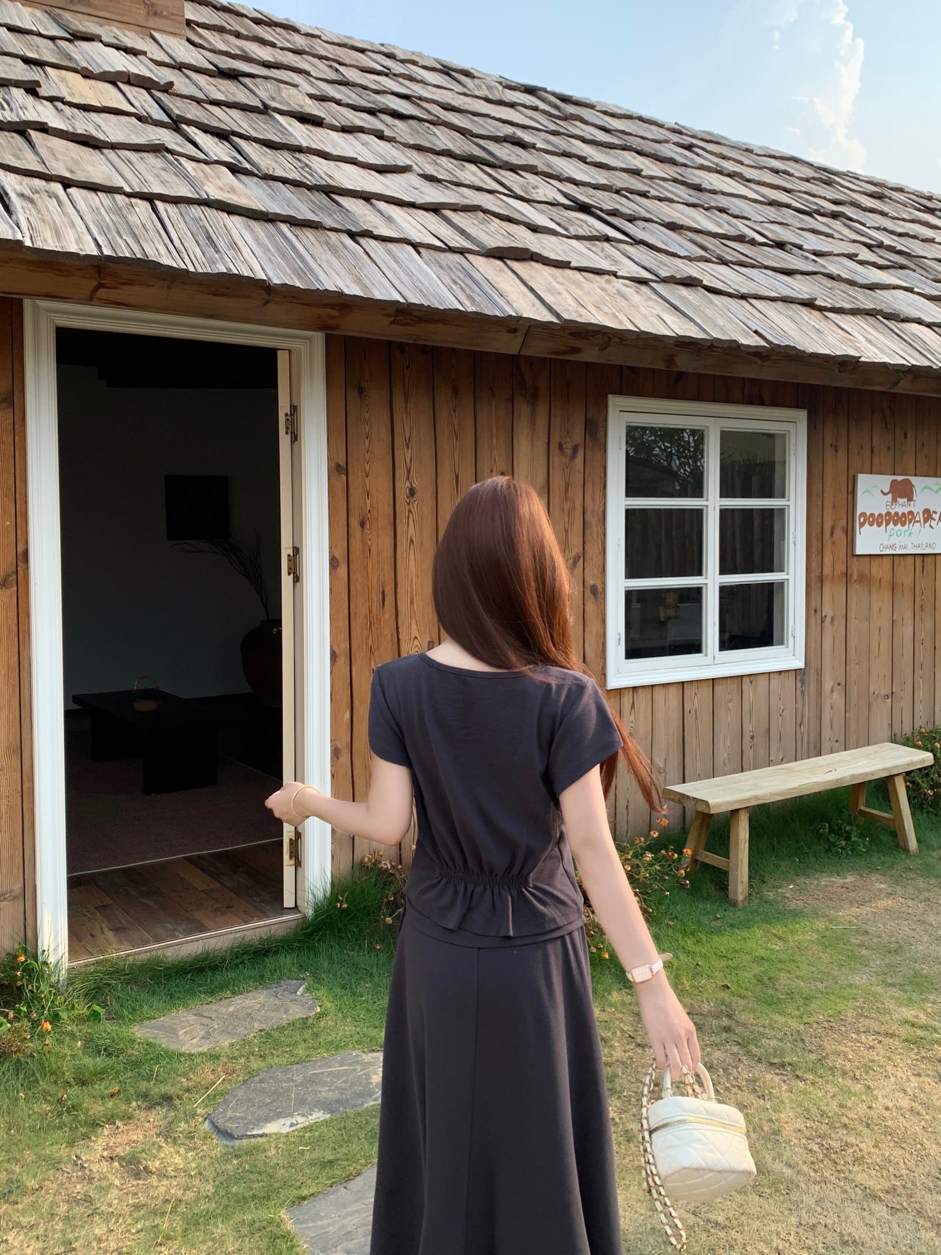 실사 빅 사이즈 26 년 여름 느긋한 느슨함 뒤에 밴딩 반팔 티셔츠 불규칙 랩스커트팬츠 반신 스커트 상세 이미지 20