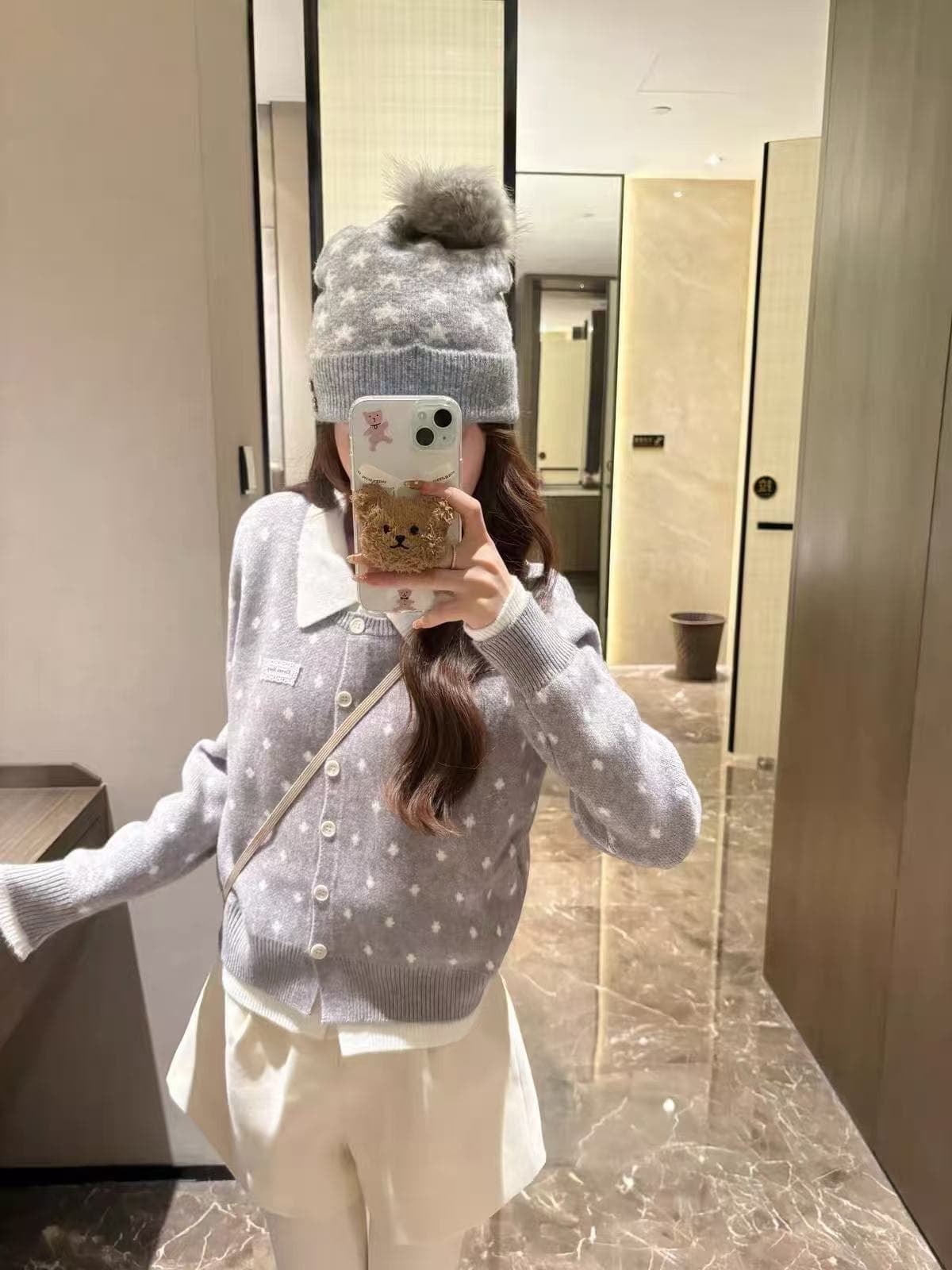 POLO 칼라 페이크 레이어드 스웨터 긴팔 카디건 코트 기본 셔츠 가을 겨울 몸매 가꾸기 슬림해 보이는 긍정적 인 어깨 니트 오픈 가디건 이미지 2