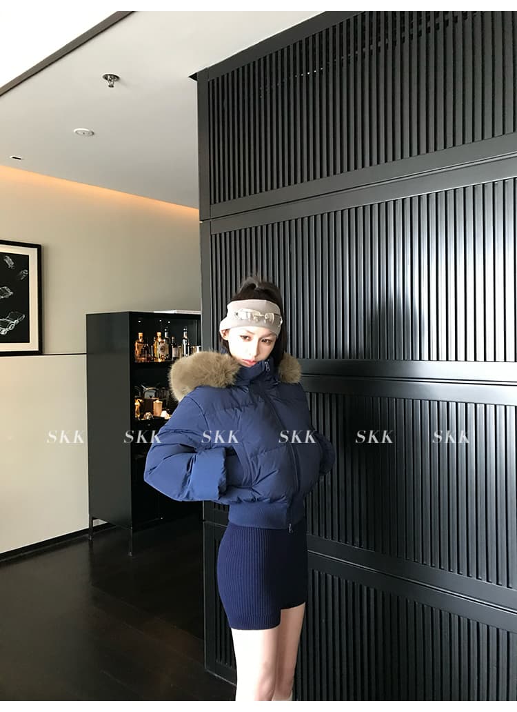 후드 큰 모피 칼라 아래 면화 의류 여성 2026 년 겨울 새로운 두꺼운 쇼트 스타일 다용도 면 옷 작은 키 재킷 상세 이미지 3