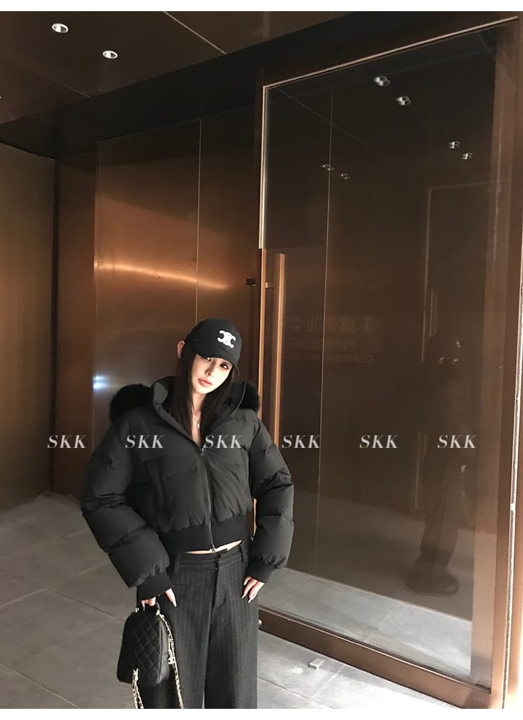 후드 큰 모피 칼라 아래 면화 의류 여성 2026 년 겨울 새로운 두꺼운 쇼트 스타일 다용도 면 옷 작은 키 재킷 상세 이미지 24
