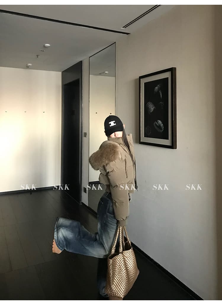 후드 큰 모피 칼라 아래 면화 의류 여성 2026 년 겨울 새로운 두꺼운 쇼트 스타일 다용도 면 옷 작은 키 재킷 상세 이미지 55