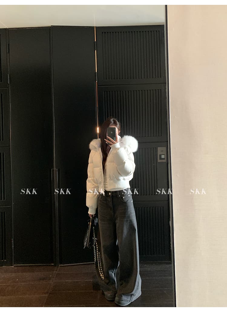 후드 큰 모피 칼라 아래 면화 의류 여성 2026 년 겨울 새로운 두꺼운 쇼트 스타일 다용도 면 옷 작은 키 재킷 상세 이미지 62