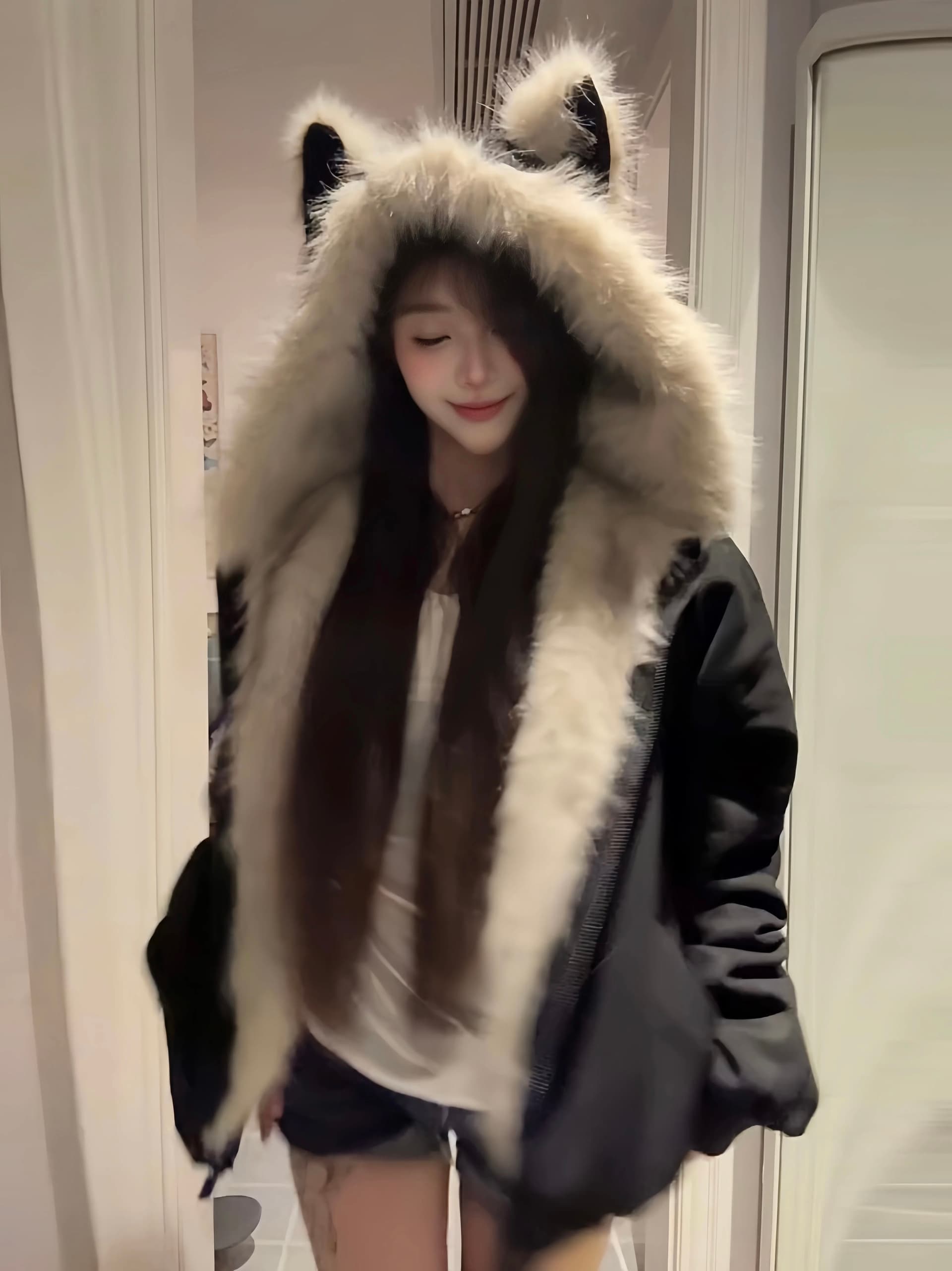 좌 산 조각 털이 많은 모피 칼라 면 의류 재킷 남녀 털이 있고 두꺼운 재킷 아메리칸 cleanfit 겨울 면 옷 상세 이미지 6