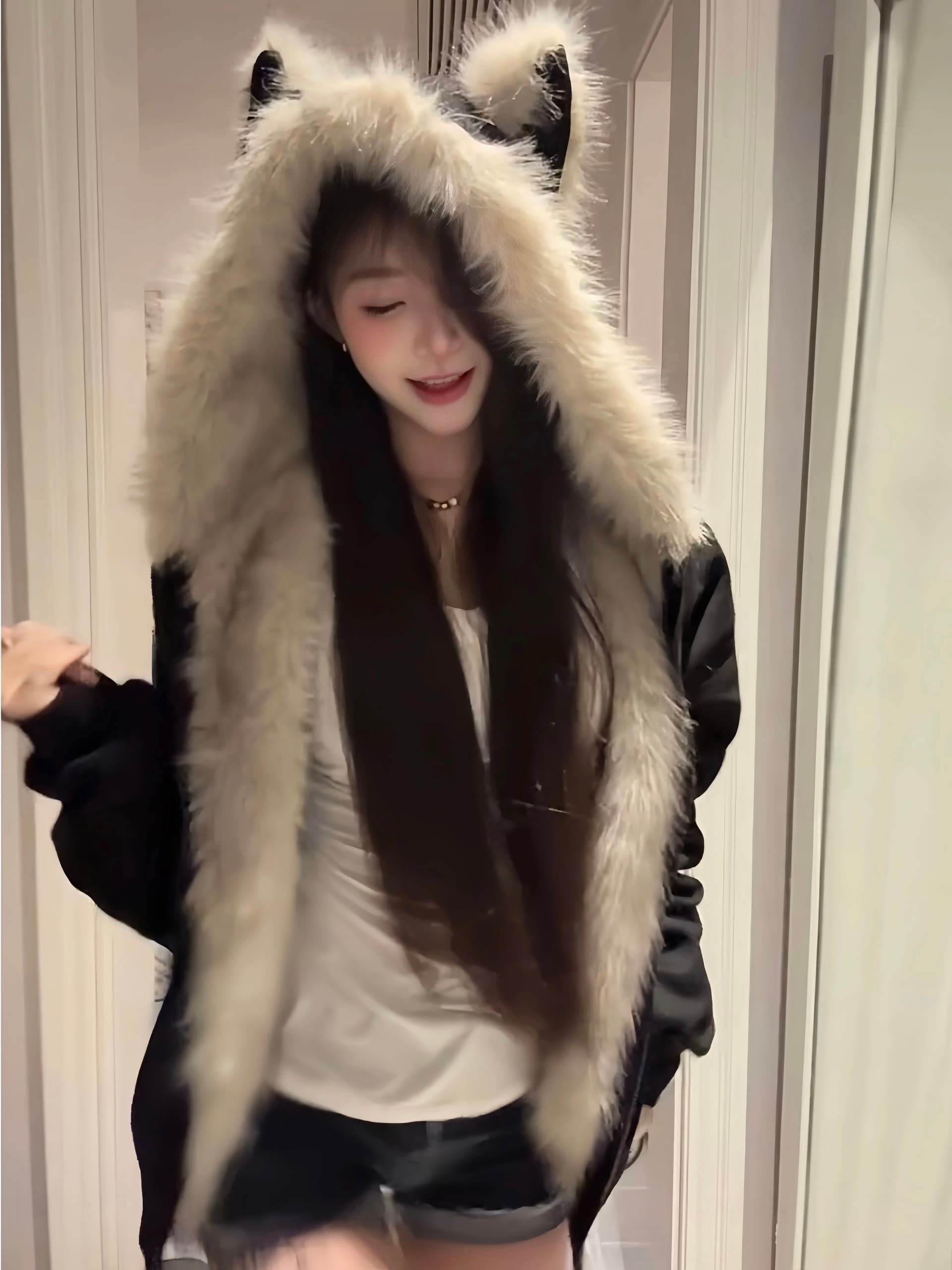 좌 산 조각 털이 많은 모피 칼라 면 의류 재킷 남녀 털이 있고 두꺼운 재킷 아메리칸 cleanfit 겨울 면 옷 상세 이미지 7