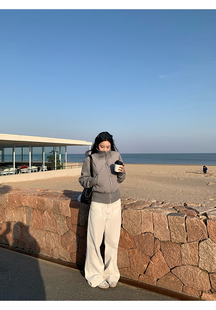 양모 패치워크 2026 가을 겨울 새로운 프랑스식 품격 디자인 센스 작은 대중 쇼트 스타일 화이트 다운 재킷 보온 재킷 상세 이미지 17