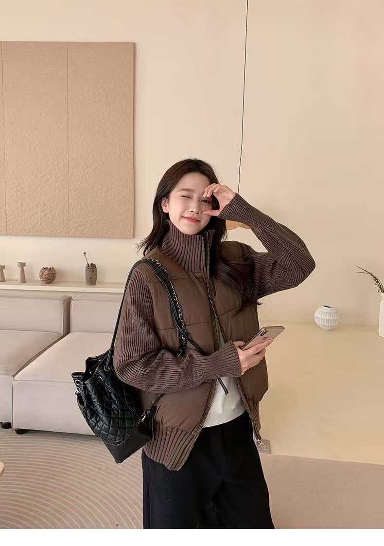 양모 패치워크 2026 가을 겨울 새로운 프랑스식 품격 디자인 센스 작은 대중 쇼트 스타일 화이트 다운 재킷 보온 재킷 상세 이미지 57
