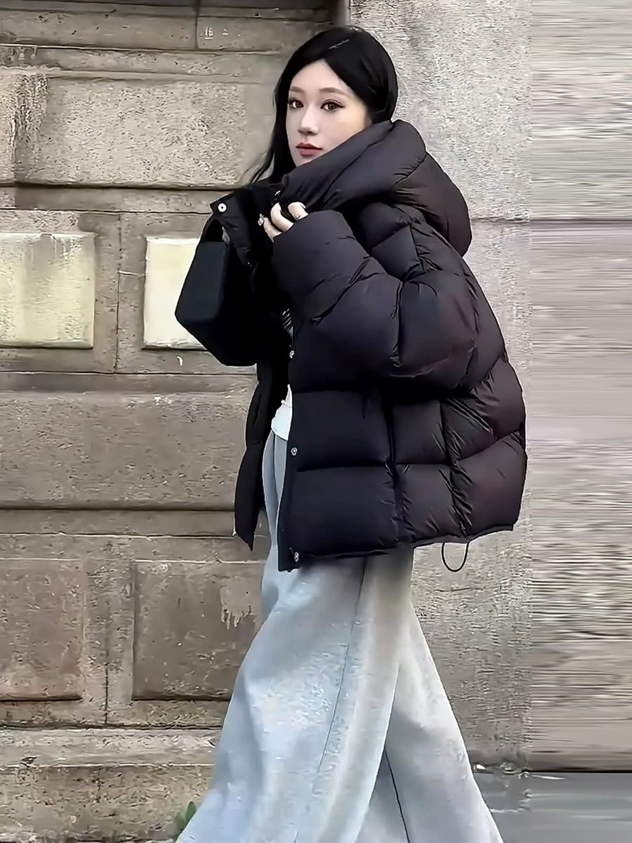 슈퍼 부드러운 버블 푸 구름 다운 재킷 여성 짧은 한국 스타일 작은 키 슬림해 보이는 거북이 패딩 재킷 두꺼운 면 의류 재킷 이미지 2