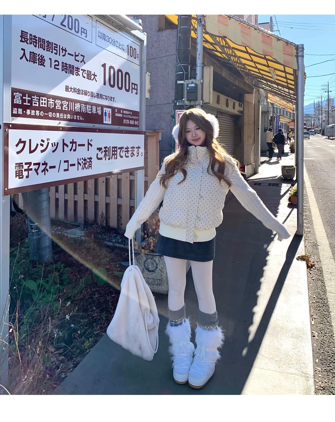 한 부서 달콤함 도트 무늬 니트 패치워크 긴팔 면 의류 여성 코트 겨울 루즈핏 두꺼운 쇼트 스타일 보온 패딩 재킷 이미지 4