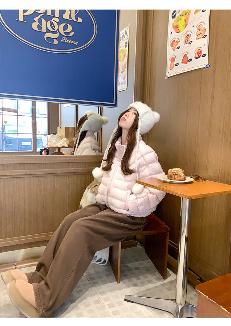 한국 스타일 루즈핏 2026 새로운 다운 재킷 여성 갈비 살 버블 푸 내부 및 외부 같은 재료 거북이 쇼트 스타일 코튼 자켓 상세 이미지 15