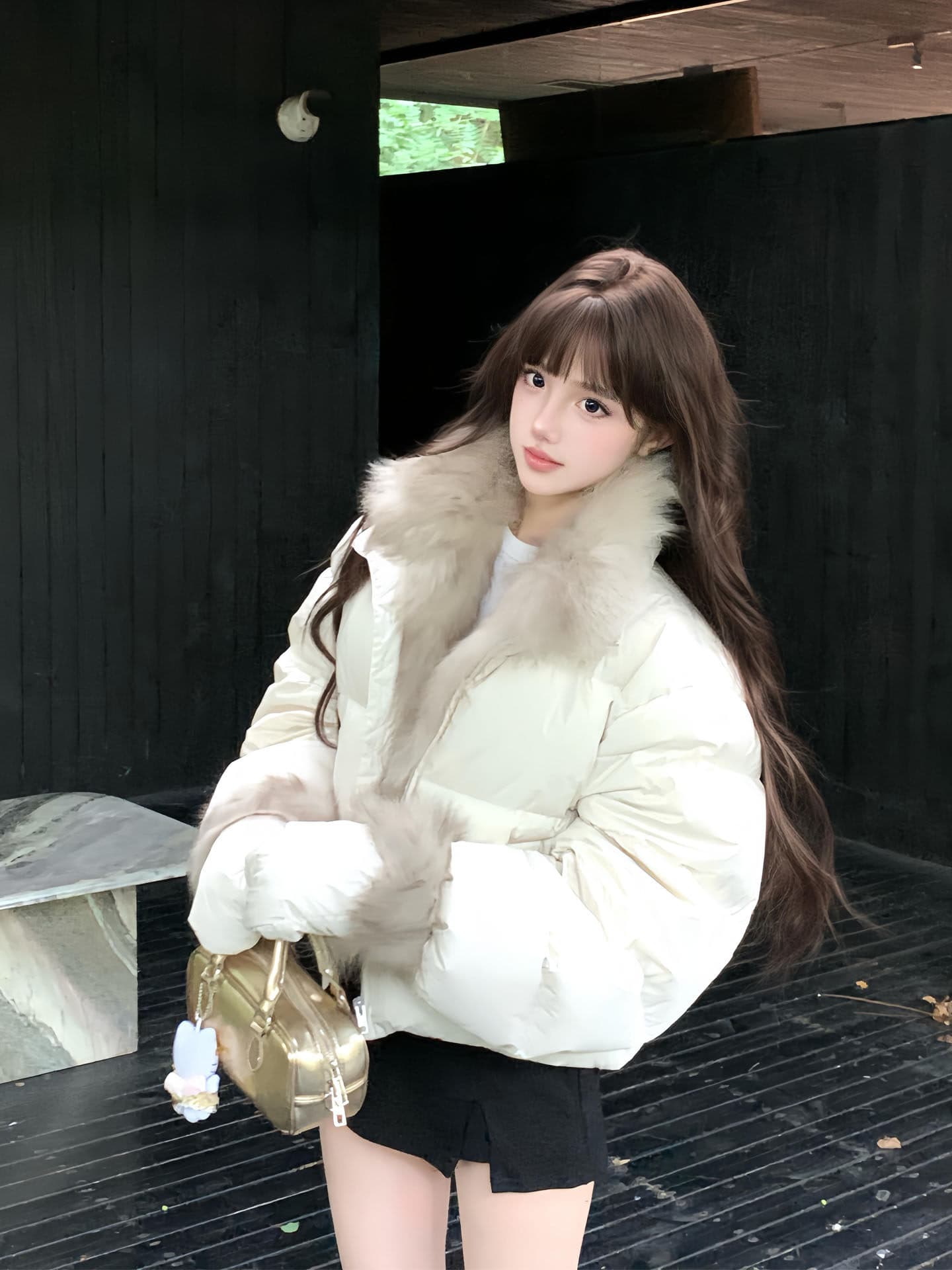 겨울 새로운 쇼트 스타일 아래 면화 의류 여성 모방 여우 모피 칼라 루즈핏 두꺼운 작은 키 한국 스타일 빵 외투 상세 이미지 11
