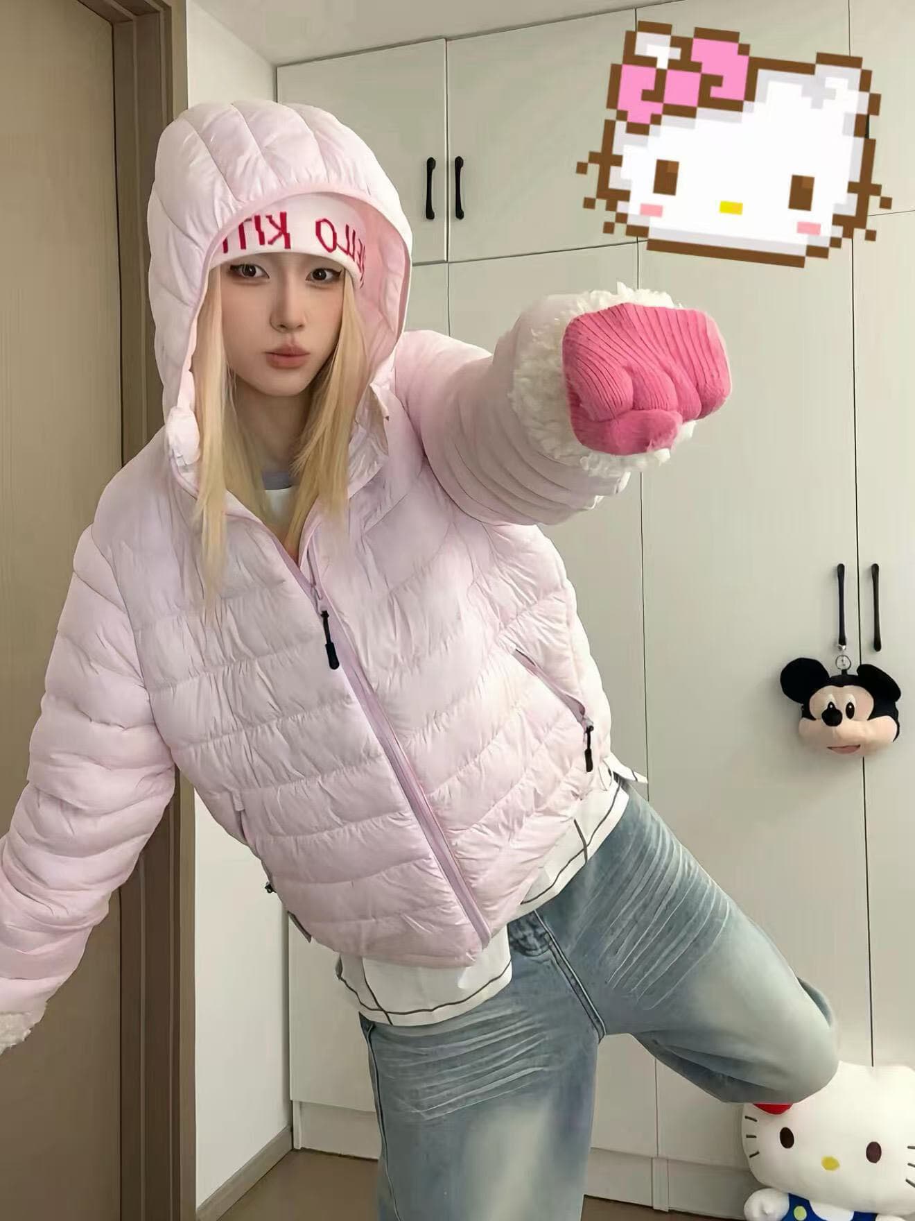 아래 면화 의류 여성 겨울 2026 새로운 얇고 가벼운 후드 작은 목화 진딧물 한국 스타일 루즈핏 패션 보온 면 옷 재킷 상세 이미지 2