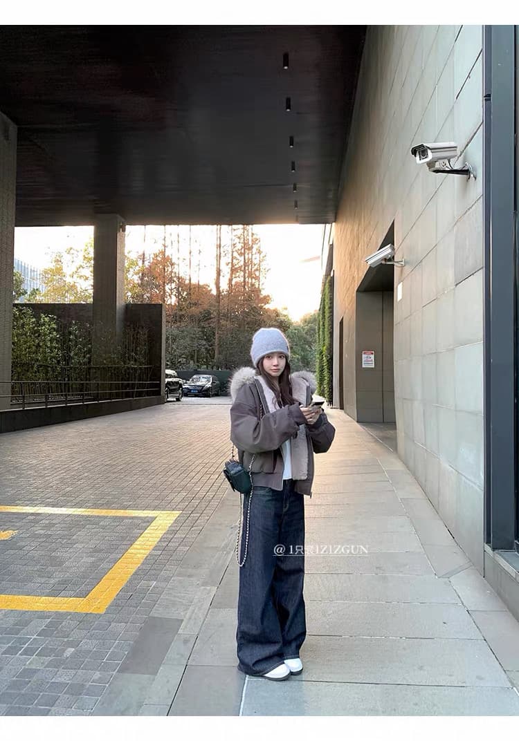 모피 칼라 좌 산 조각 재킷 면 의류 남녀 루즈핏 아메리칸 워크웨어 2026 새로운 재킷 털이 있는 겨울 보온 상세 이미지 6