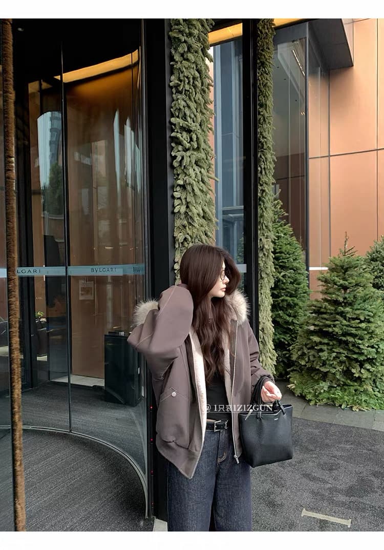 모피 칼라 좌 산 조각 재킷 면 의류 남녀 루즈핏 아메리칸 워크웨어 2026 새로운 재킷 털이 있는 겨울 보온 상세 이미지 12