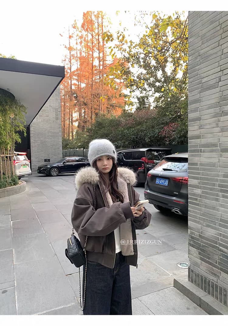 모피 칼라 좌 산 조각 재킷 면 의류 남녀 루즈핏 아메리칸 워크웨어 2026 새로운 재킷 털이 있는 겨울 보온 상세 이미지 14