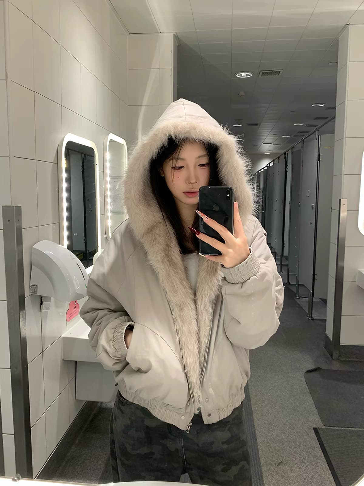 모피 칼라 좌 산 조각 재킷 면 의류 남녀 루즈핏 아메리칸 워크웨어 2026 새로운 재킷 털이 있는 겨울 보온 상세 이미지 3