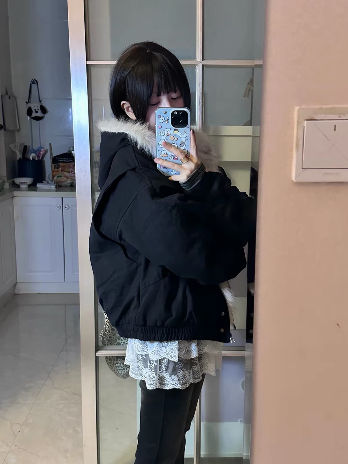 모피 칼라 좌 산 조각 재킷 면 의류 남녀 루즈핏 아메리칸 워크웨어 2026 새로운 재킷 털이 있는 겨울 보온 상세 이미지 5
