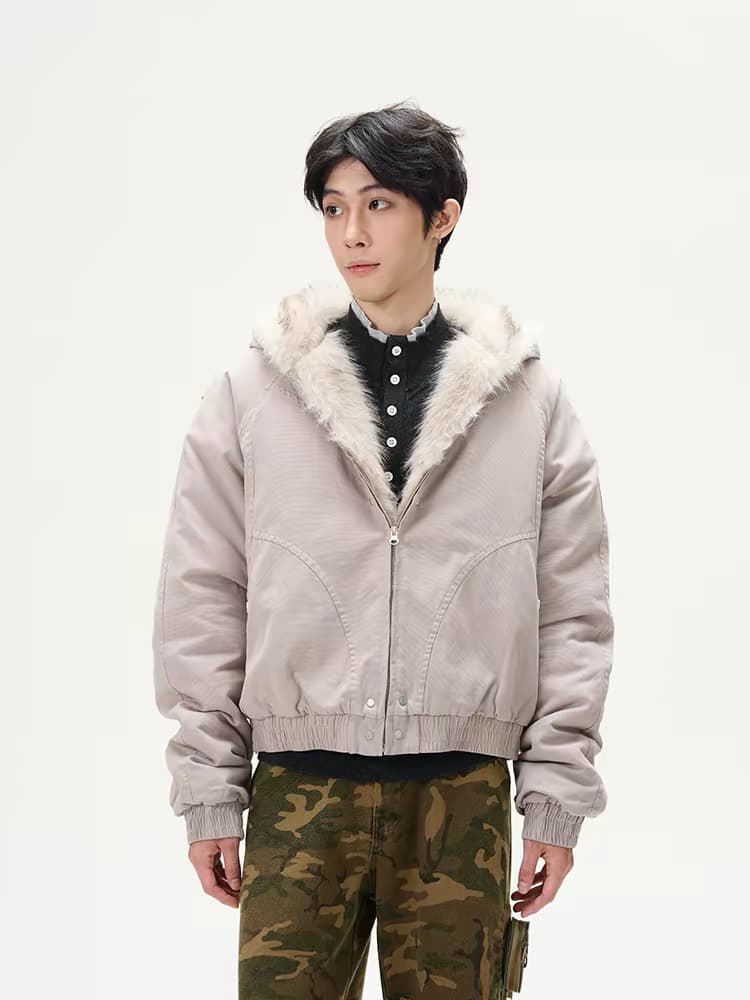 모피 칼라 좌 산 조각 재킷 면 의류 남녀 루즈핏 아메리칸 워크웨어 2026 새로운 재킷 털이 있는 겨울 보온 상세 이미지 8